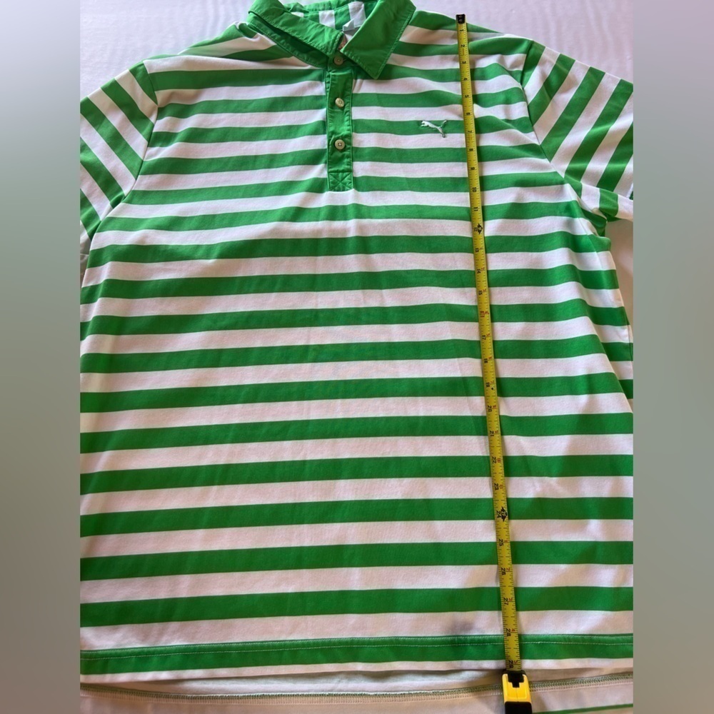 NWOT PUMA performance colorful polo green white striped rainbow sz XL streetwear - Picture 6 of 8